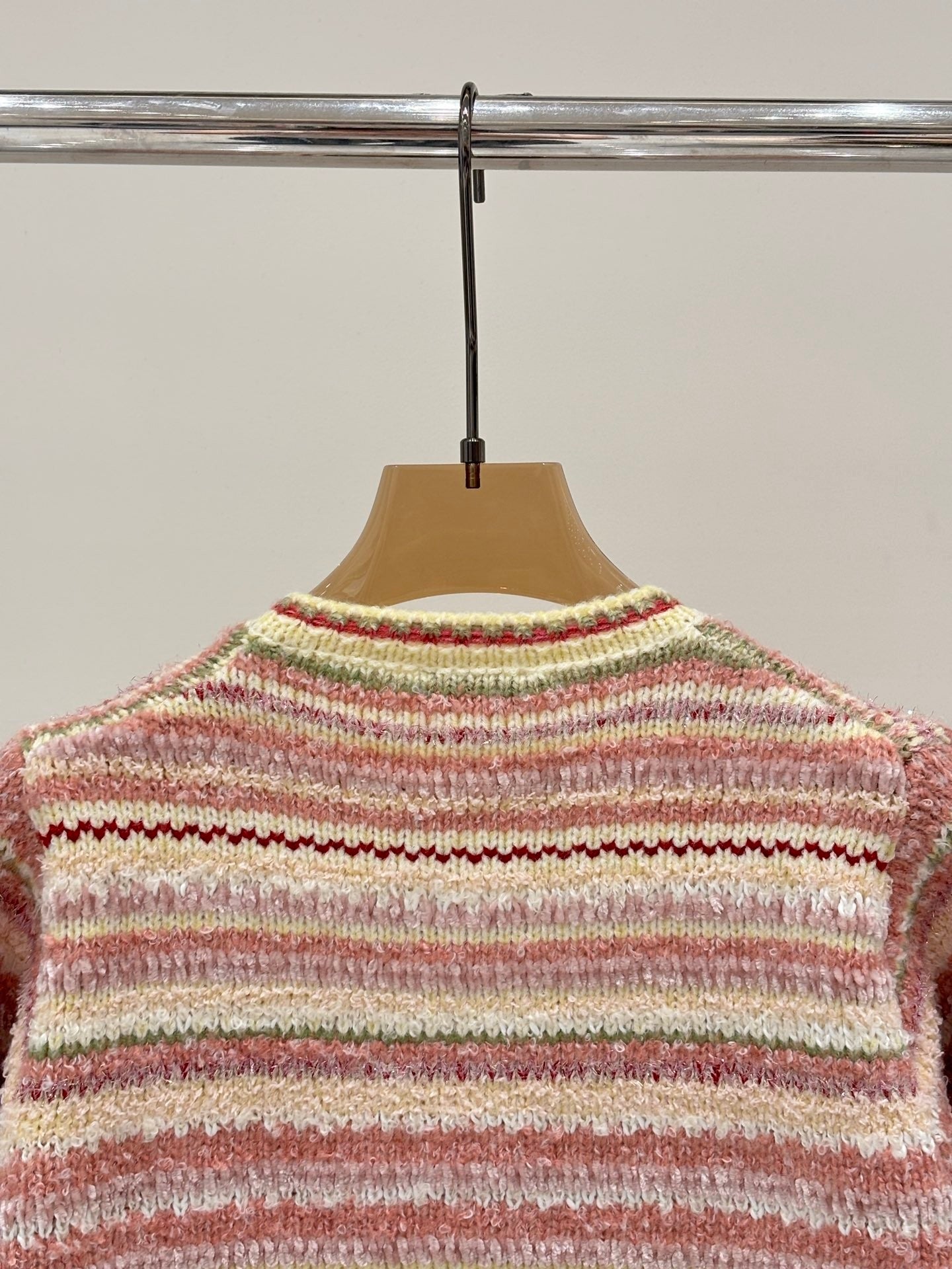 2025 New Round Neck Striped Casual Knit Cardigan