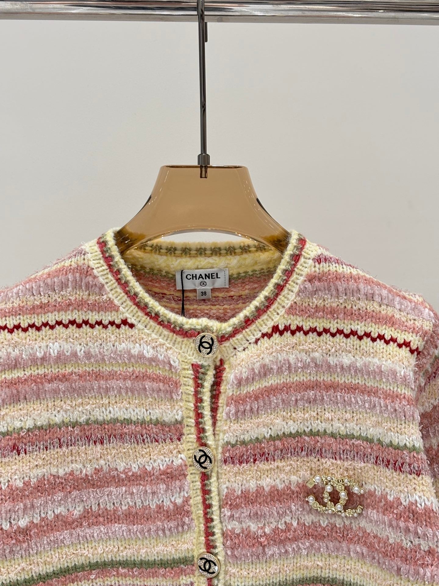 2025 New Round Neck Striped Casual Knit Cardigan