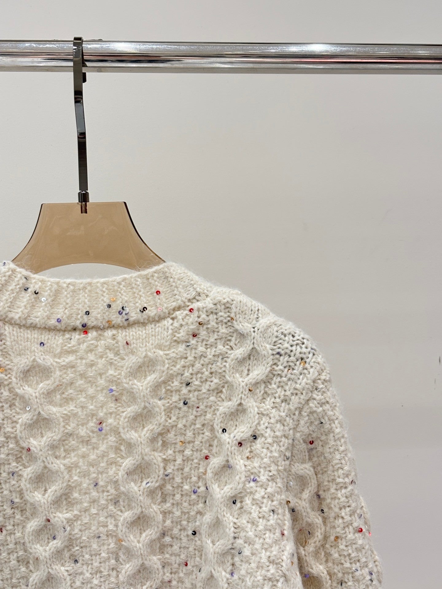 25 Early Autumn New V-neck Letter Beaded Floral Casual Knit Cardigan