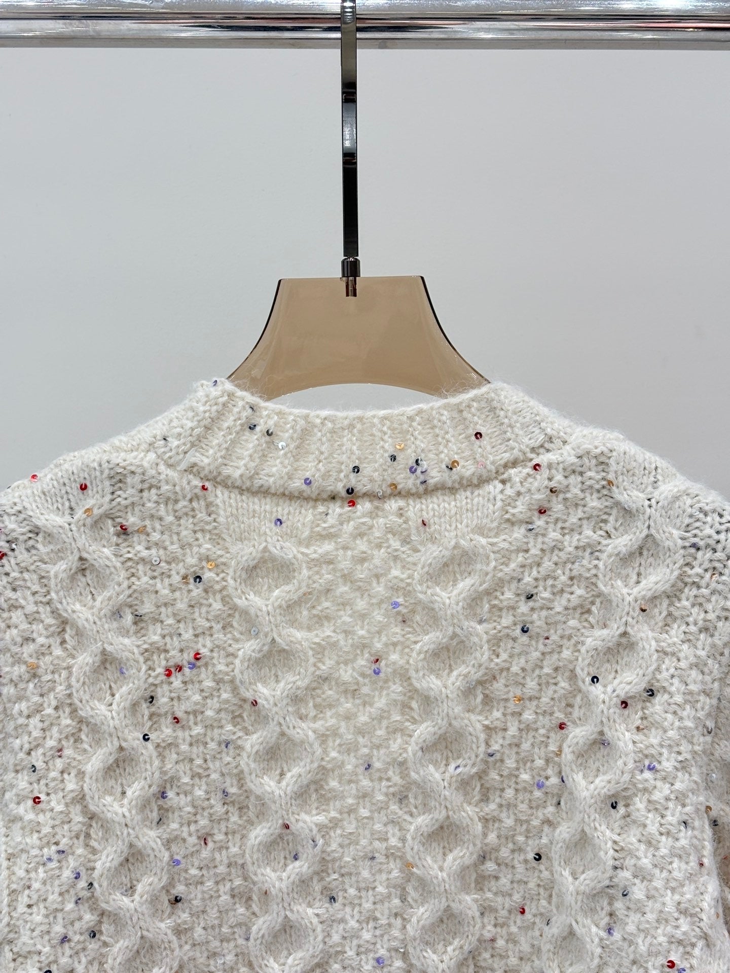 25 Early Autumn New V-neck Letter Beaded Floral Casual Knit Cardigan