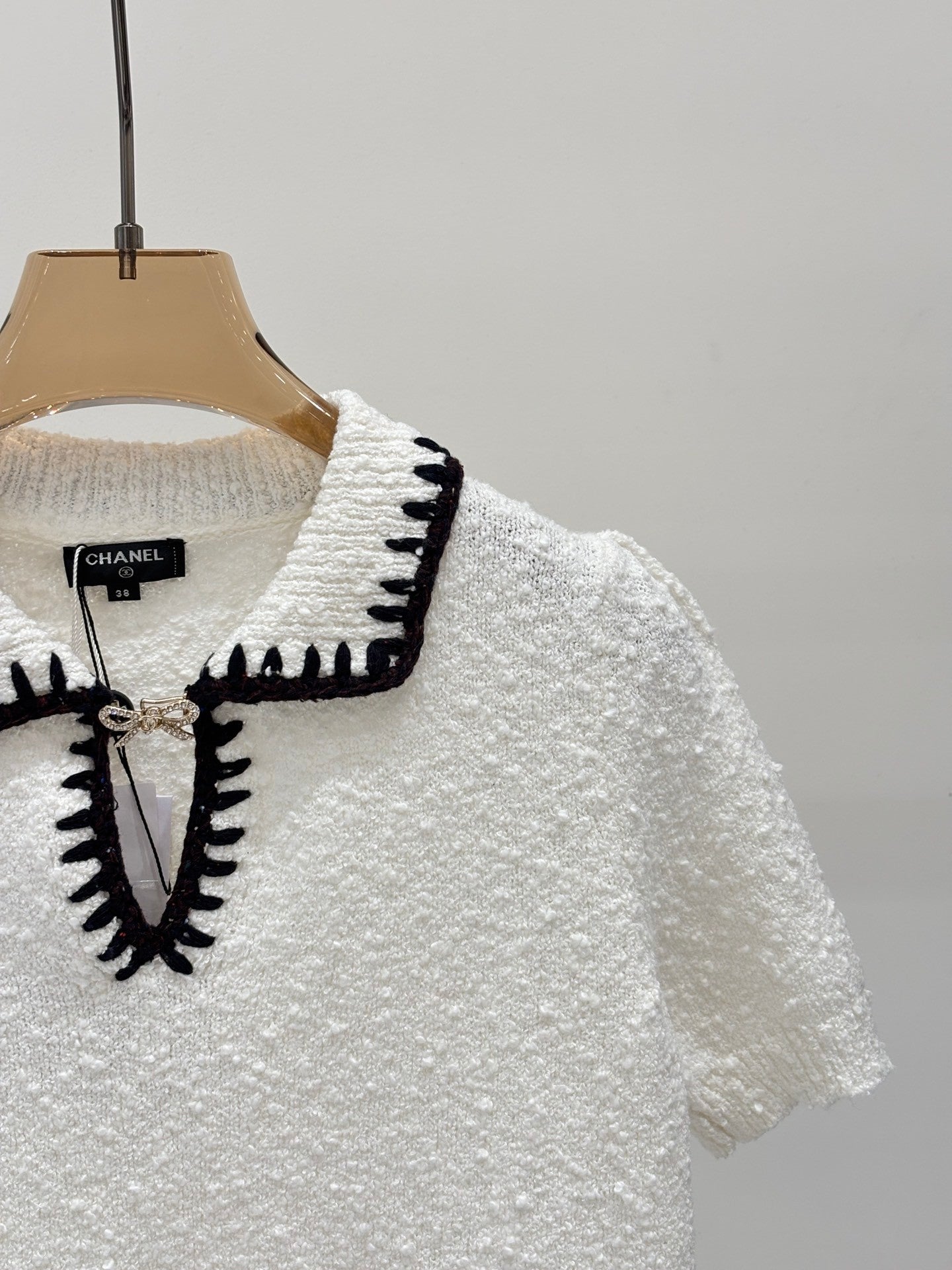 25 Early Autumn Collared Openwork Knit Short Sleeve