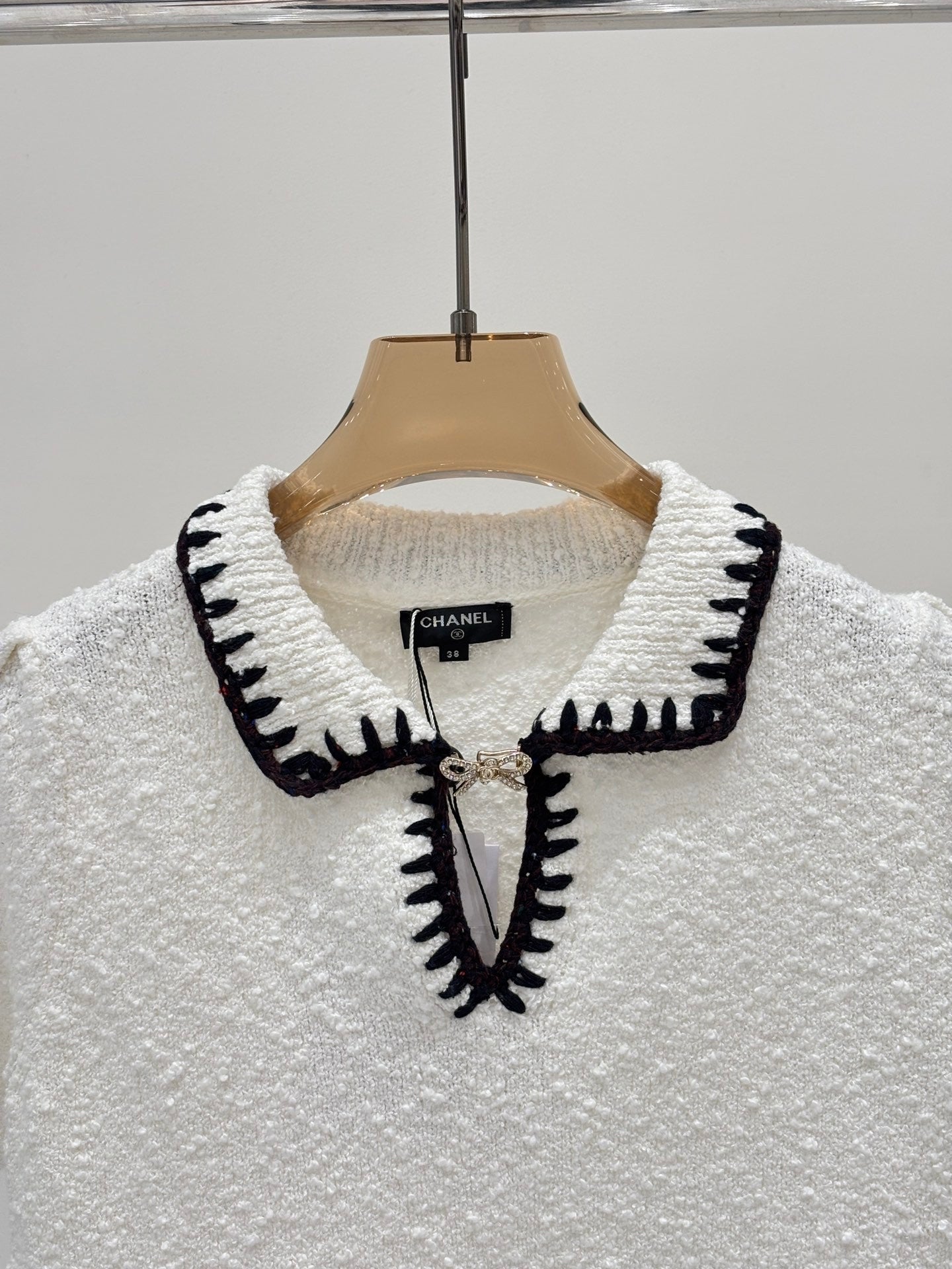 25 Early Autumn Collared Openwork Knit Short Sleeve