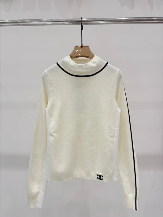 25 Early Autumn New Round Neck Color Block Simple Knitted Long Sleeve