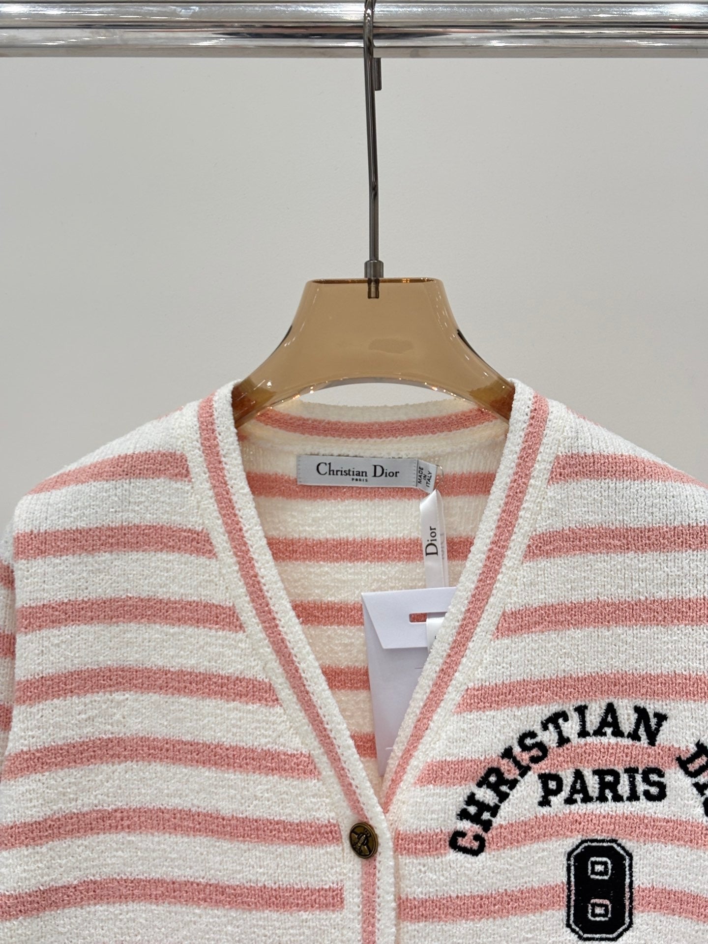 25 Early Autumn New V-neck Letter Striped Casual Knit Cardigan