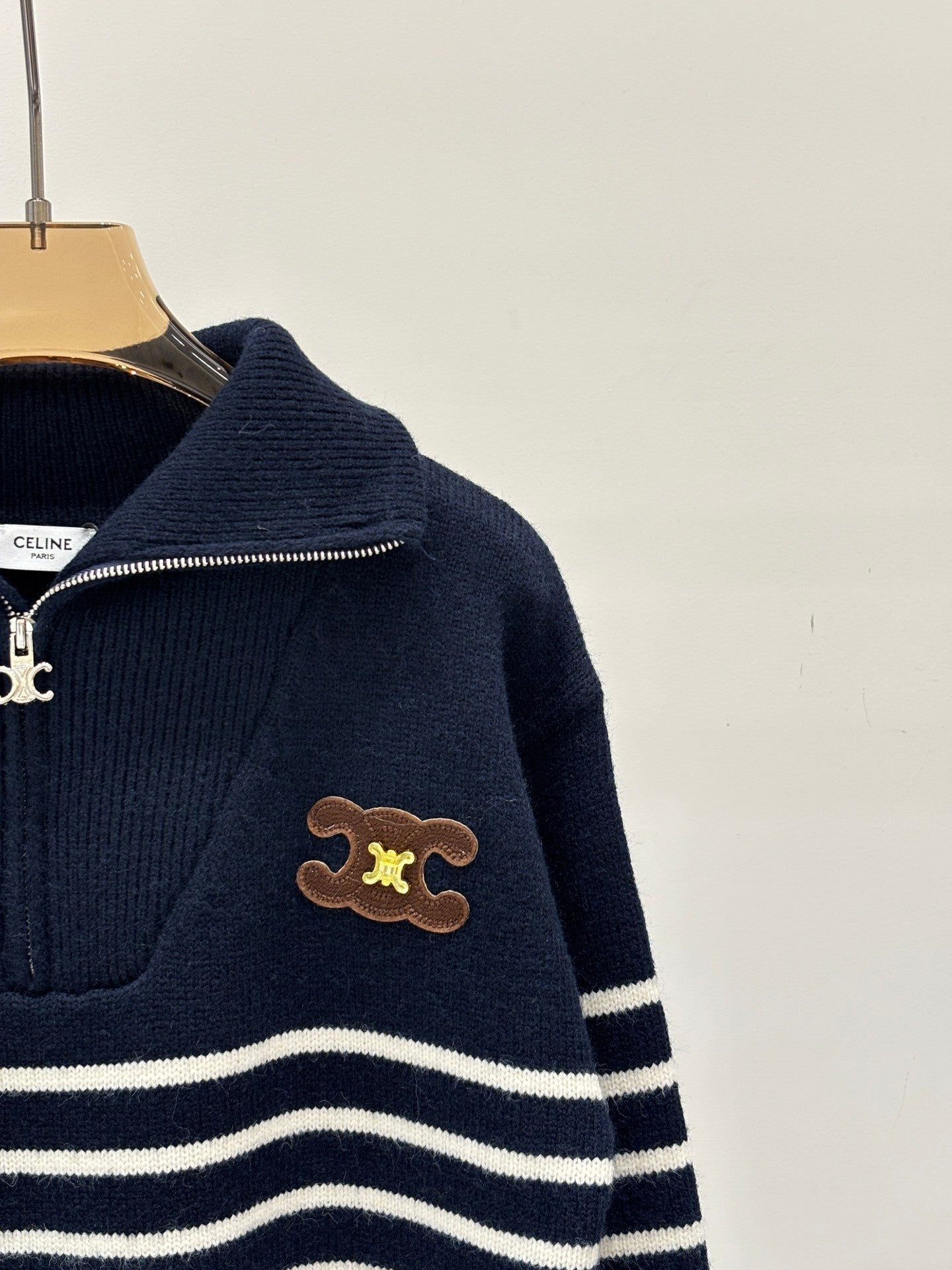 Collared striped loose top