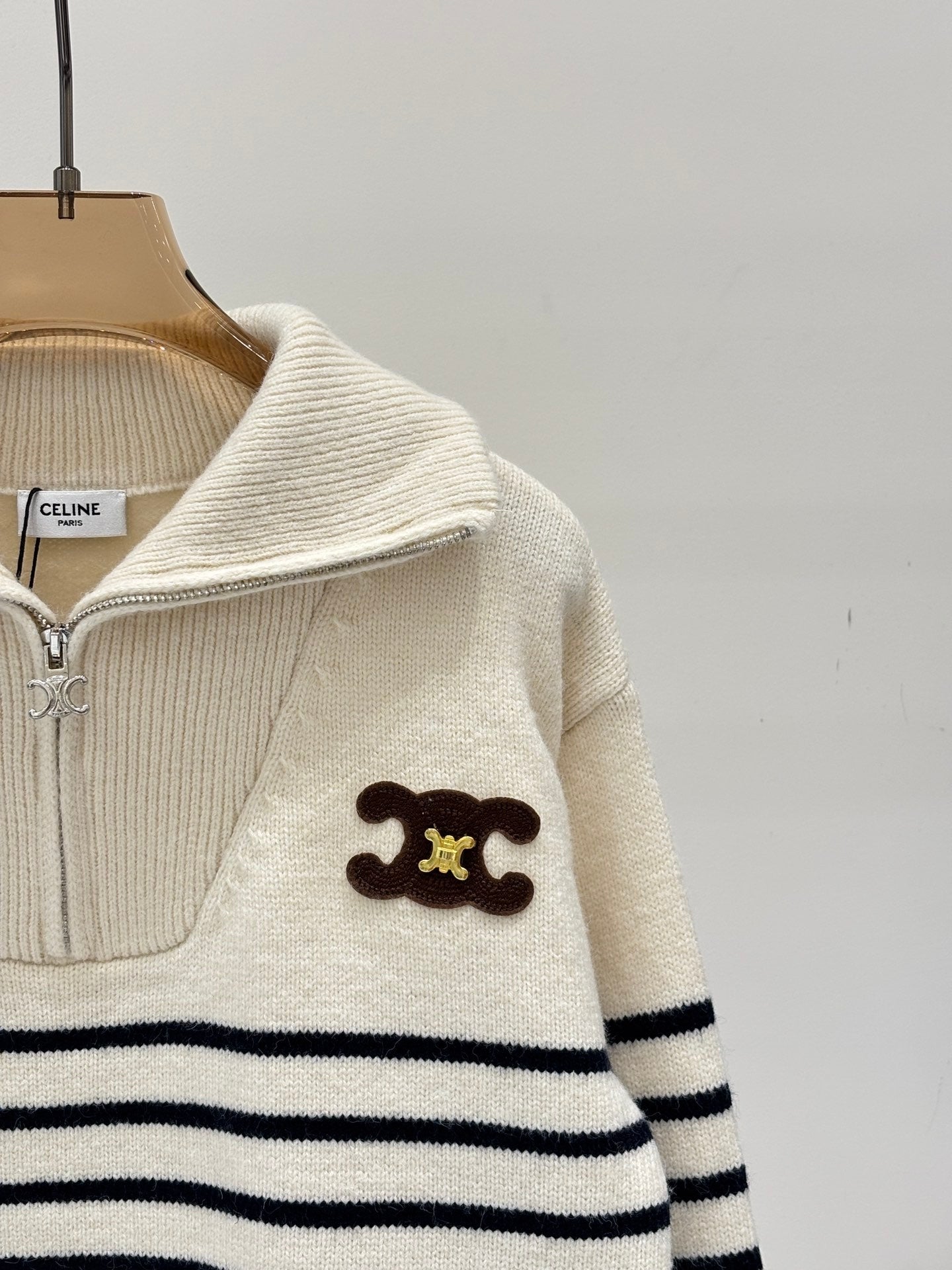 Collared striped loose top