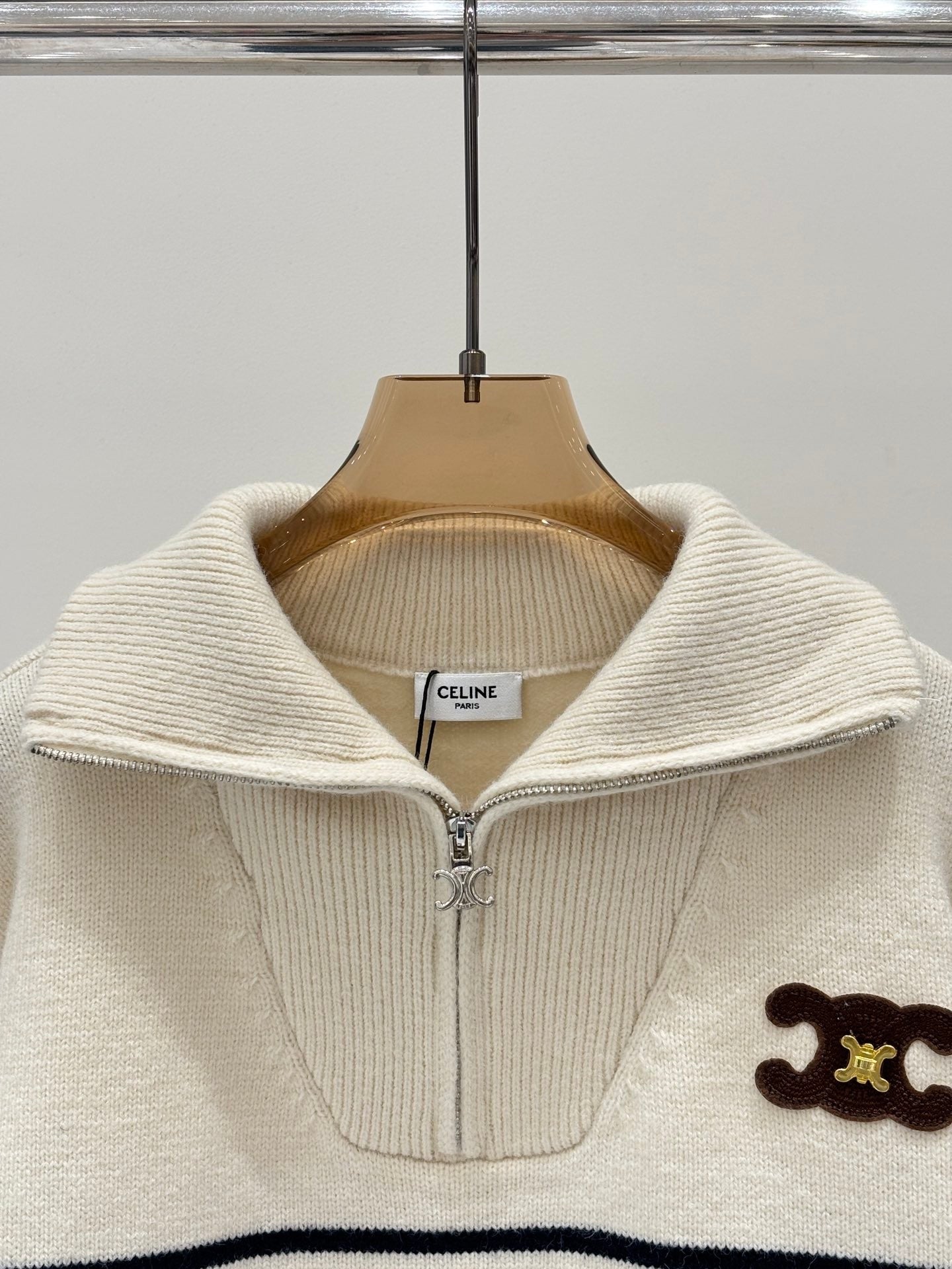 Collared striped loose top