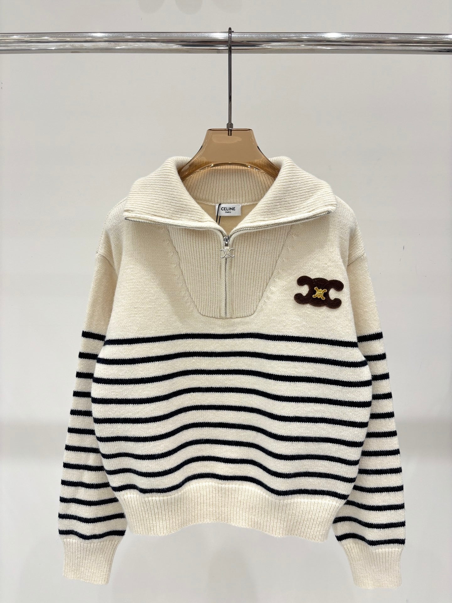 Collared striped loose top