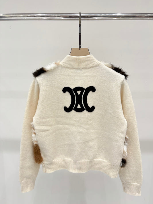 ❤️‍🔥Limited edition❤️‍🔥25FW new stand collar fox fur knitted cardigan