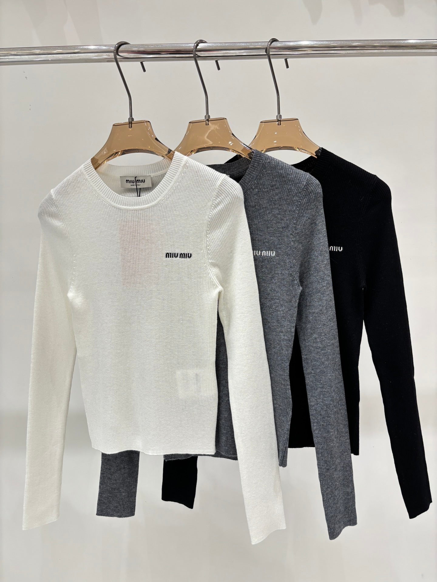 25FW round neck letter logo simple thin knitted long sleeves