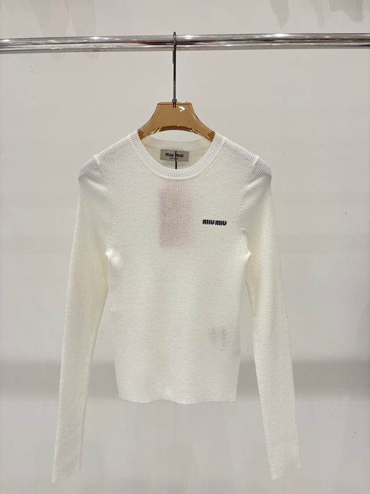 25FW round neck letter logo simple thin knitted long sleeves