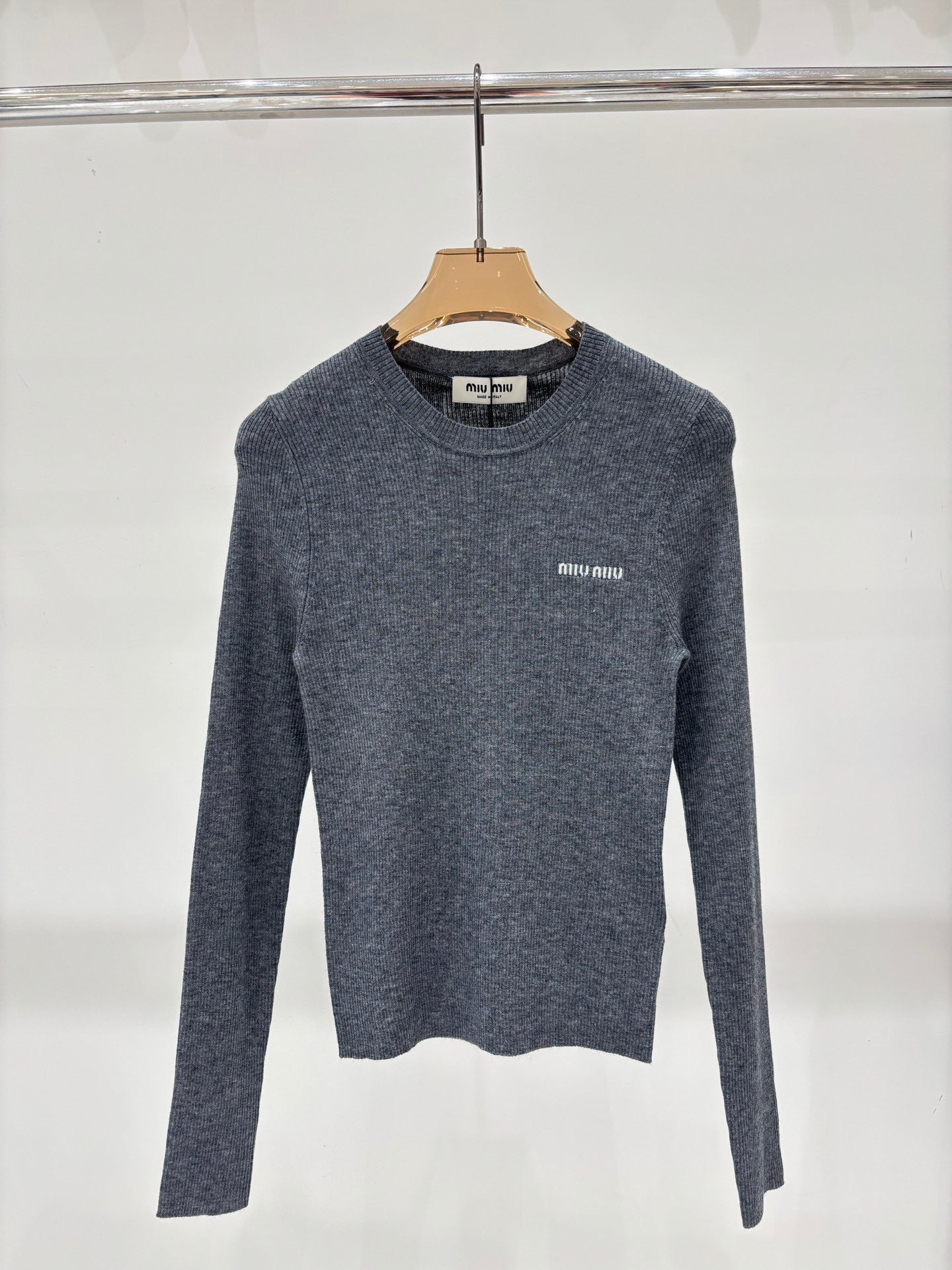 25FW round neck letter logo simple thin knitted long sleeves