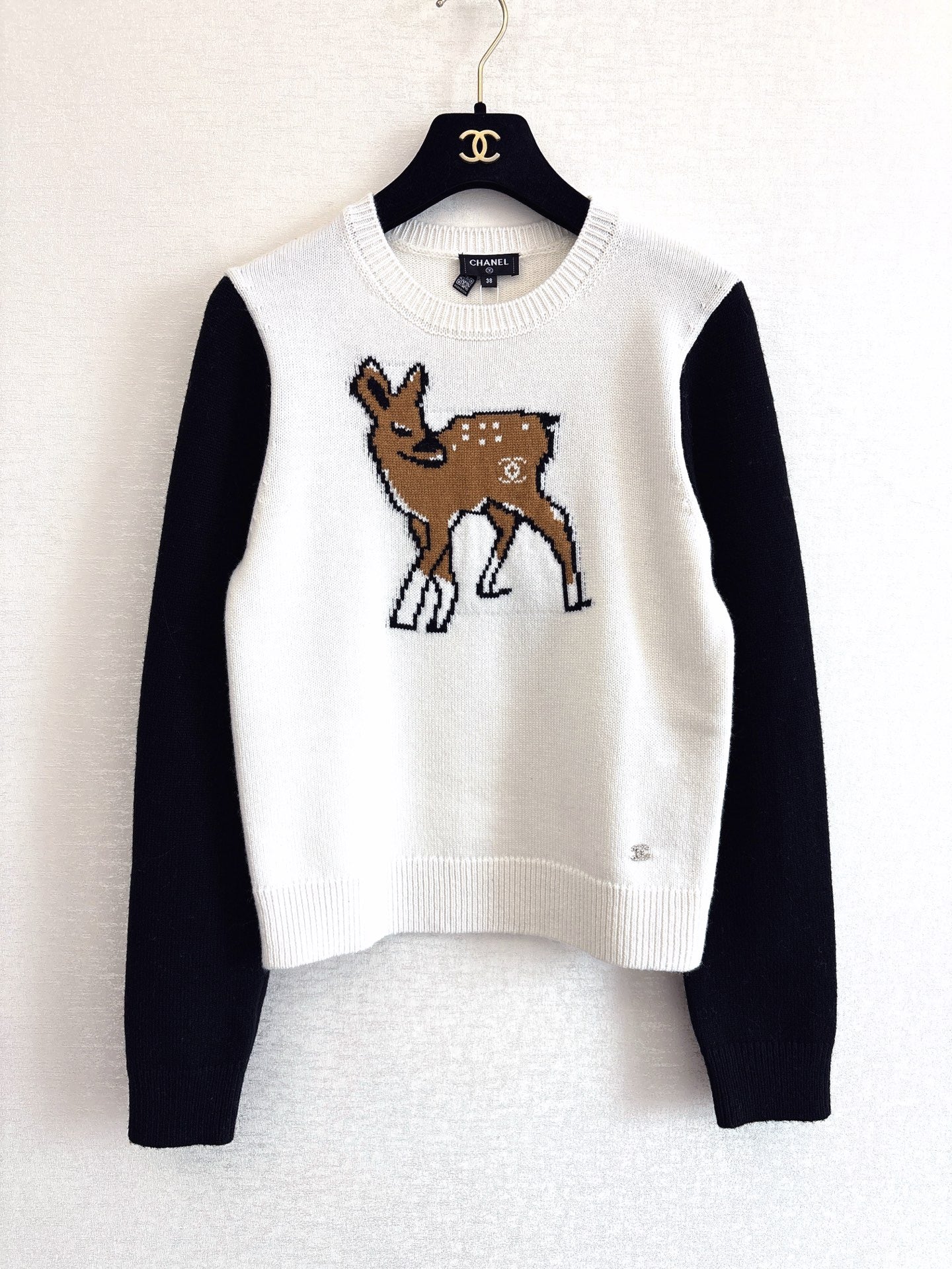 25FW fawn jacquard round neck knitted long sleeves