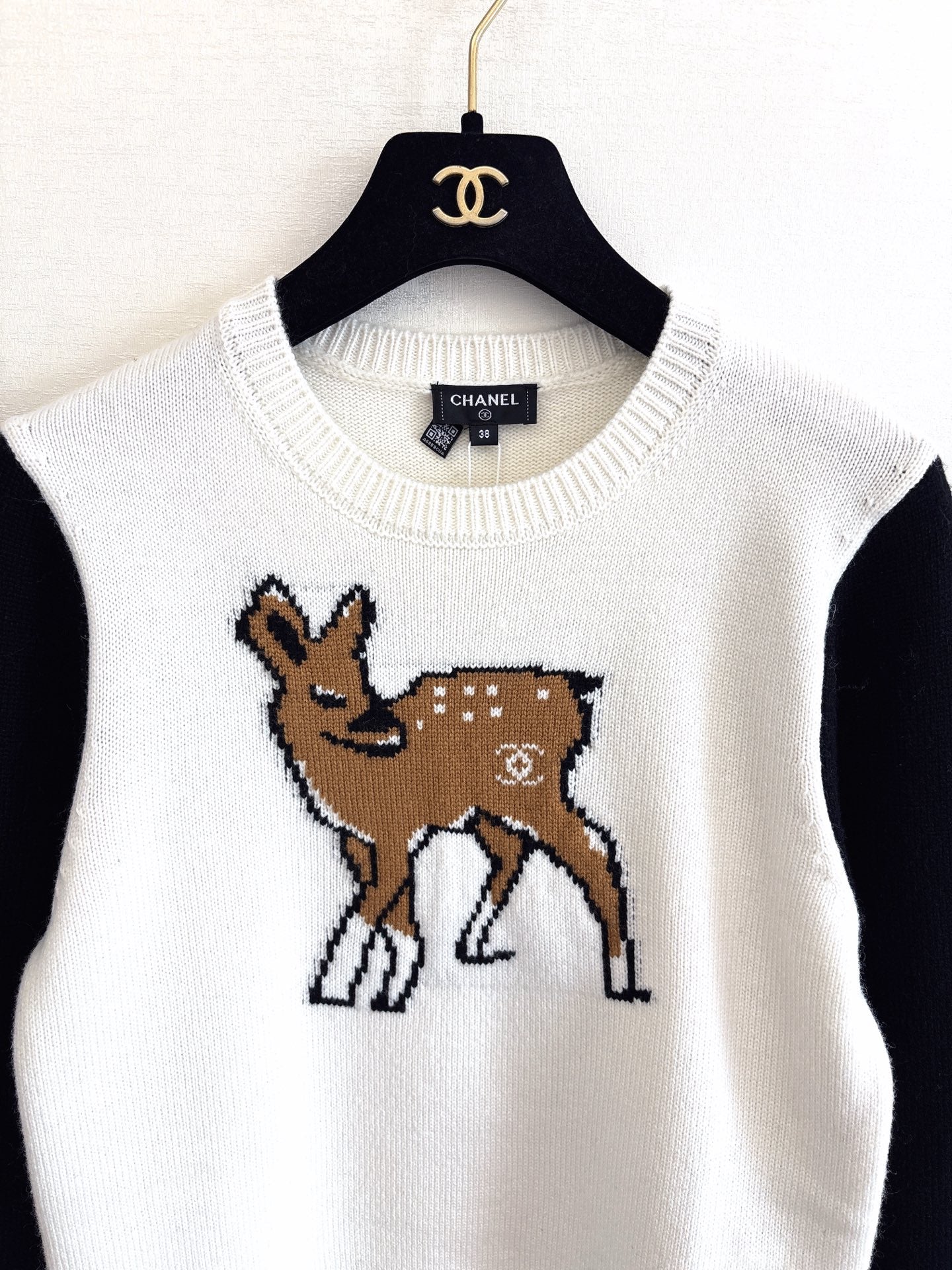 25FW fawn jacquard round neck knitted long sleeves