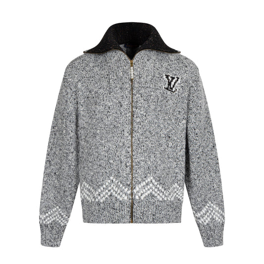 25FW gray fishing turtleneck zipper knitted cardigan