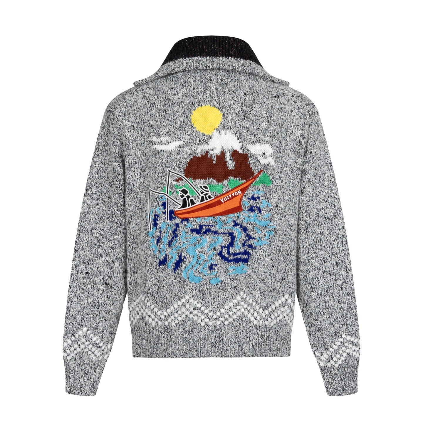 25FW gray fishing turtleneck zipper knitted cardigan