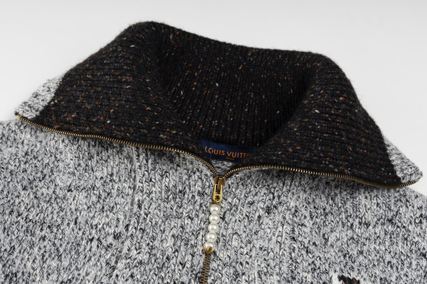 25FW gray fishing turtleneck zipper knitted cardigan