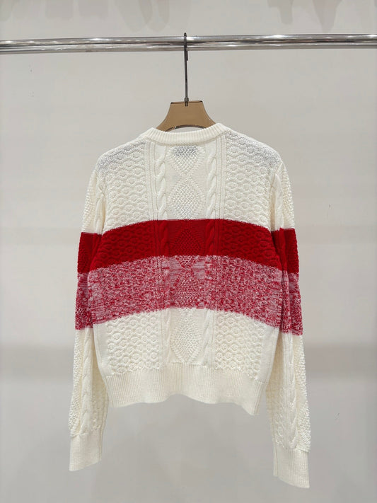 25FW New Red Patchwork Sweater