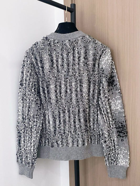 🔥HOT🔥25FW new cc logo pattern embellished cardigan