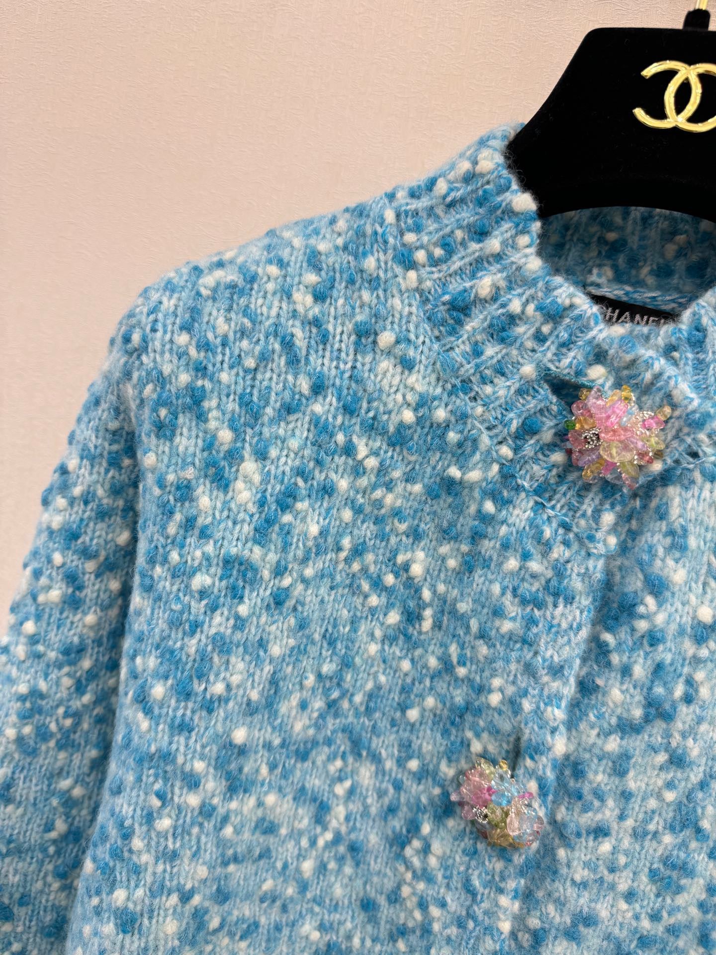 ❤️‍🔥Limited edition❤️‍🔥25FW first limited edition blue simple round neck knitted long-sleeved cardigan