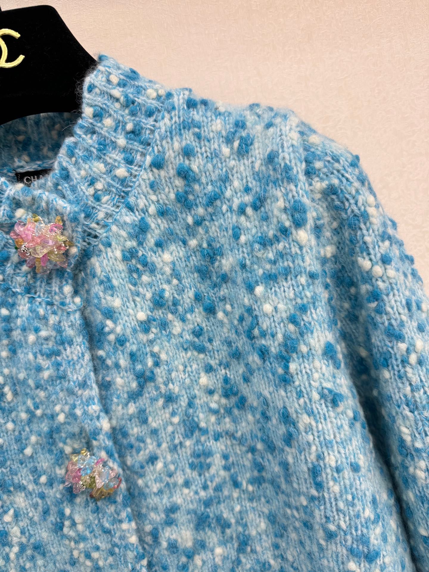 ❤️‍🔥Limited edition❤️‍🔥25FW first limited edition blue simple round neck knitted long-sleeved cardigan