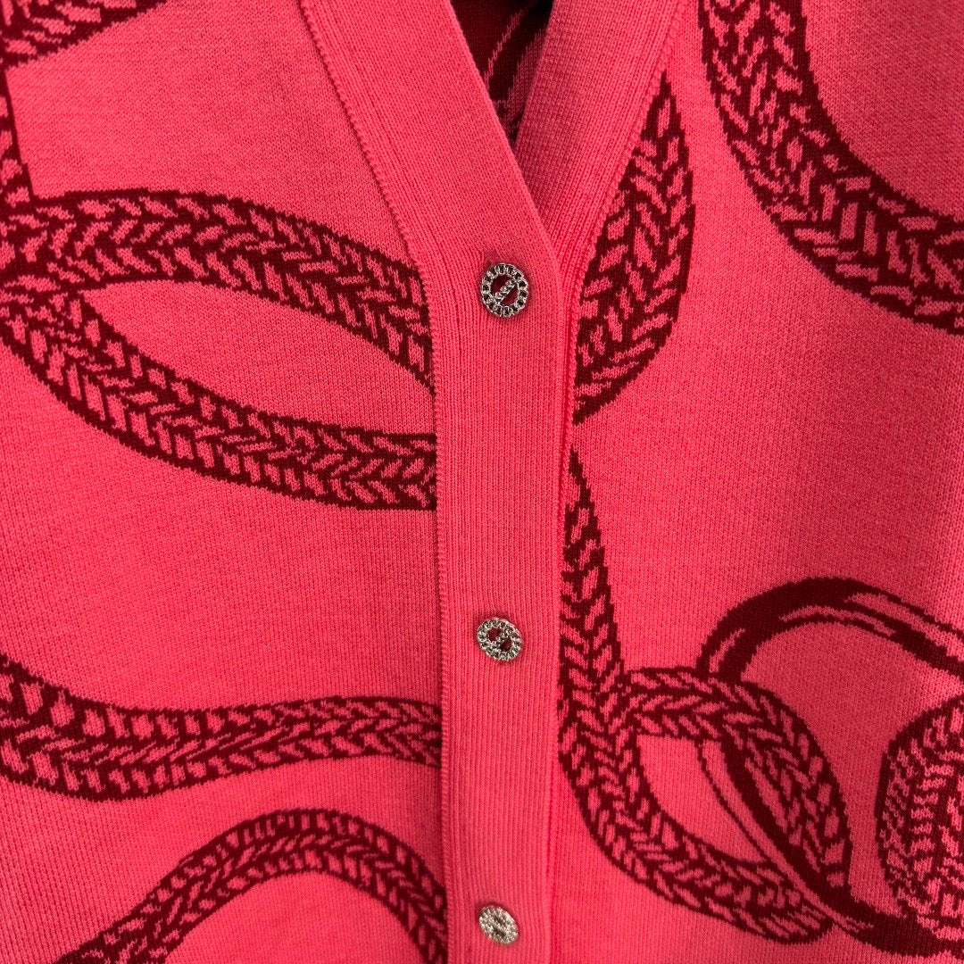 ❤️‍🔥Limited edition❤️‍🔥  25FW French contrast jacquard pattern V-neck knitted cardigan