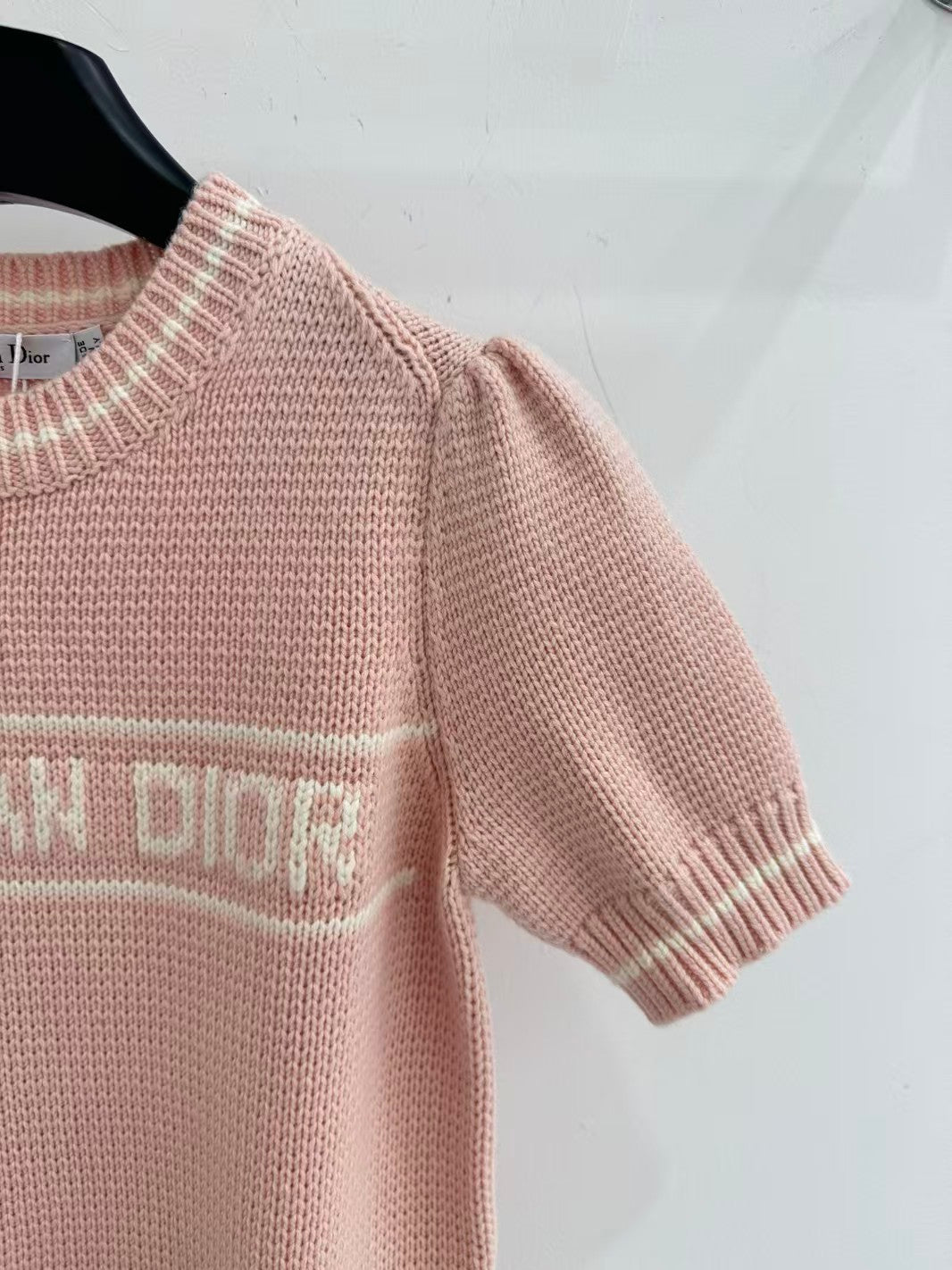 26SS new pink limited edition love embroidered short-sleeved sweater