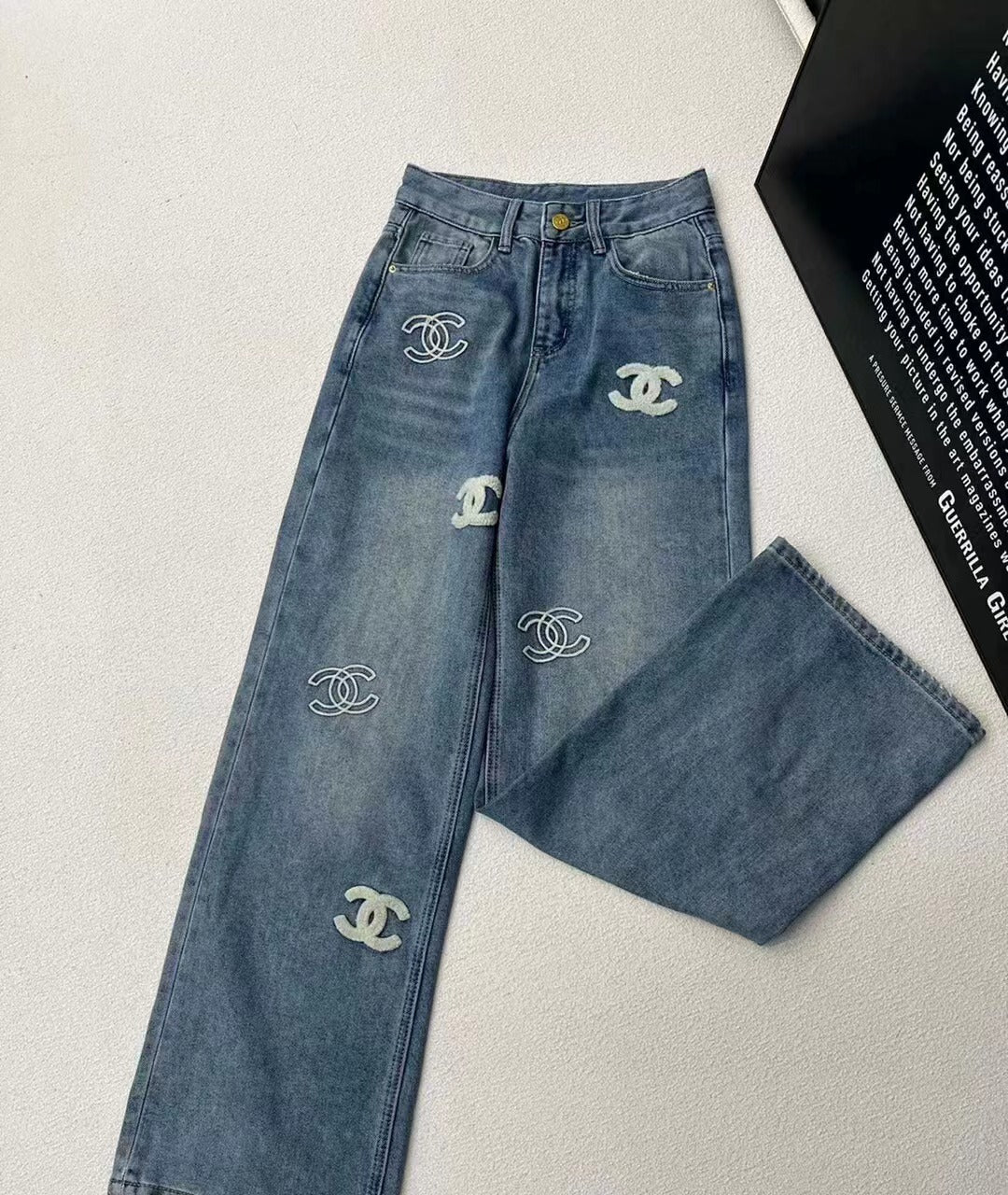 🔥Höchste Qualität🔥26SS NEU Stickerei + Beflockung Doppel-C-Buchstabenjeans