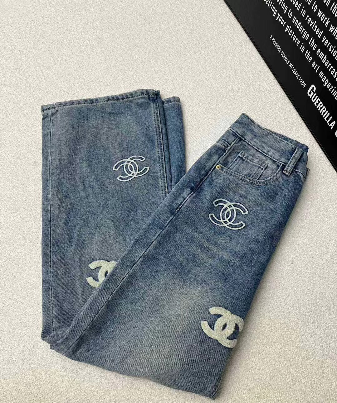 🔥Höchste Qualität🔥26SS NEU Stickerei + Beflockung Doppel-C-Buchstabenjeans