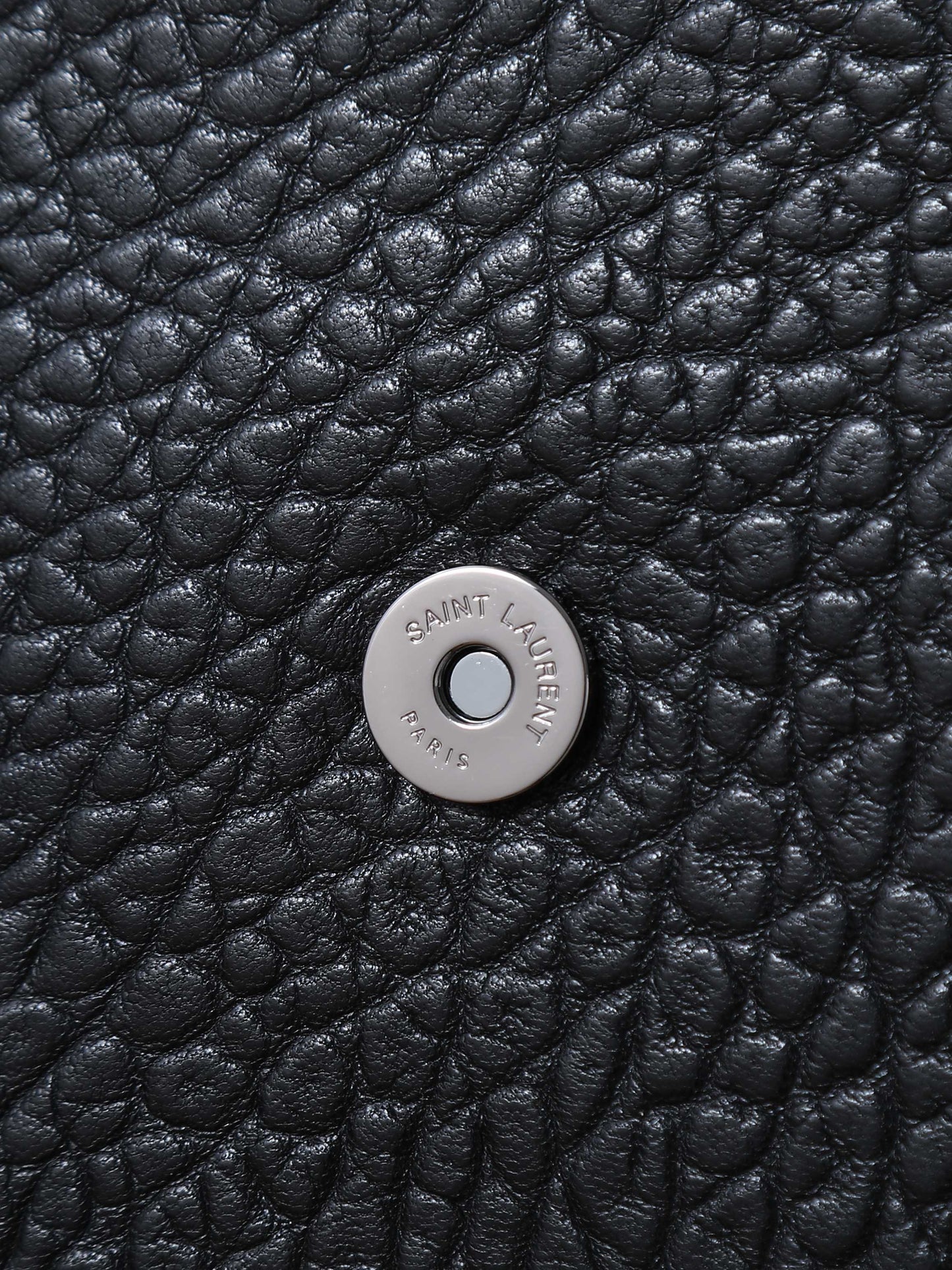 26SS New Niki Bag in Black Elephant-Grain Leather with Silver Hardware