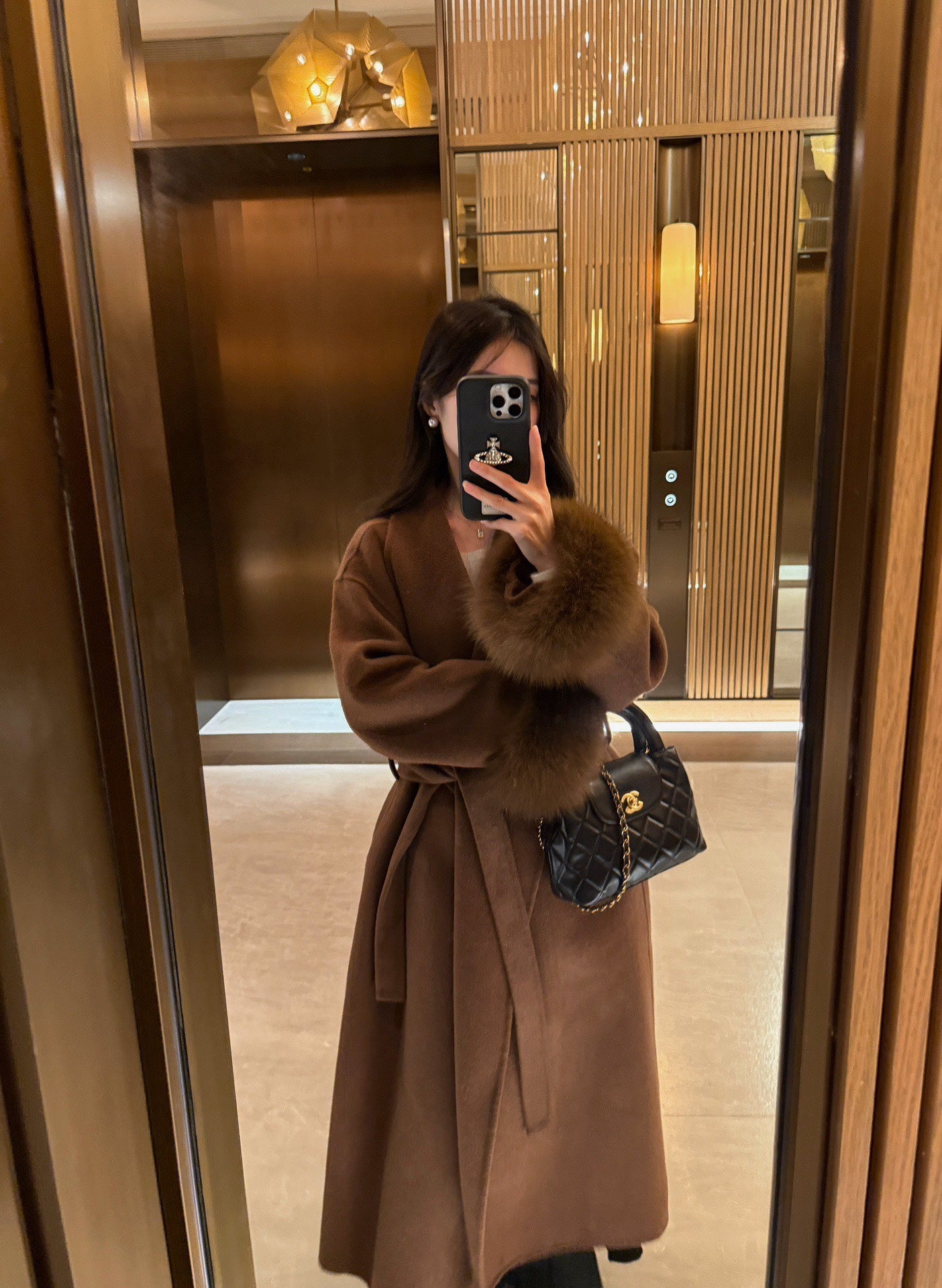 25FW NEW Fox Wool Cashmere Coat