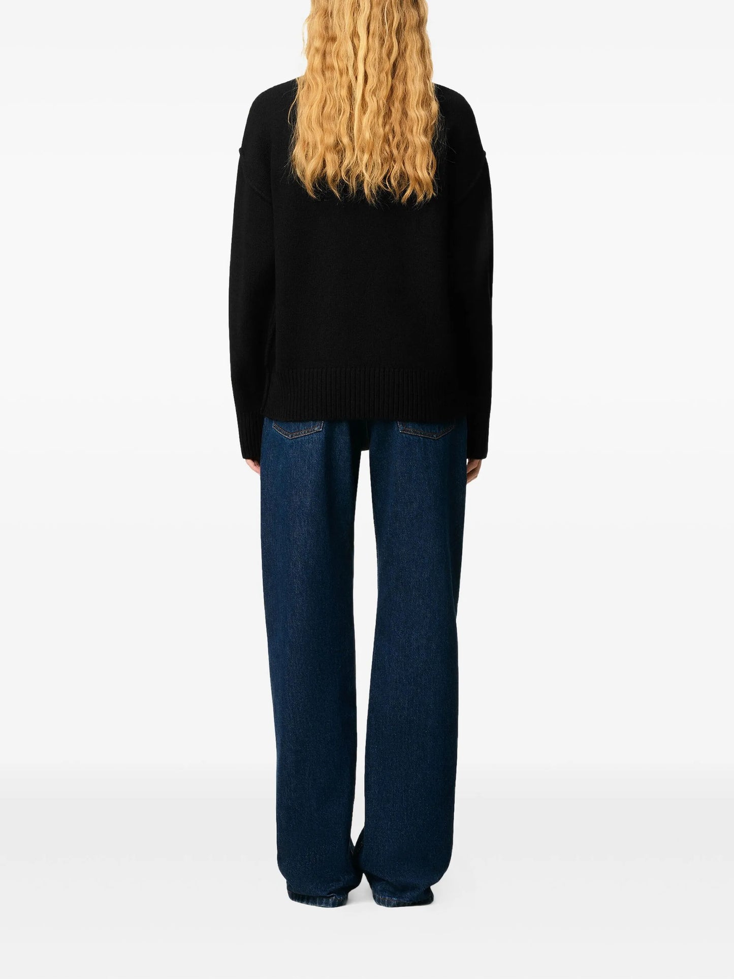 Heart embroidered crew neck sweater