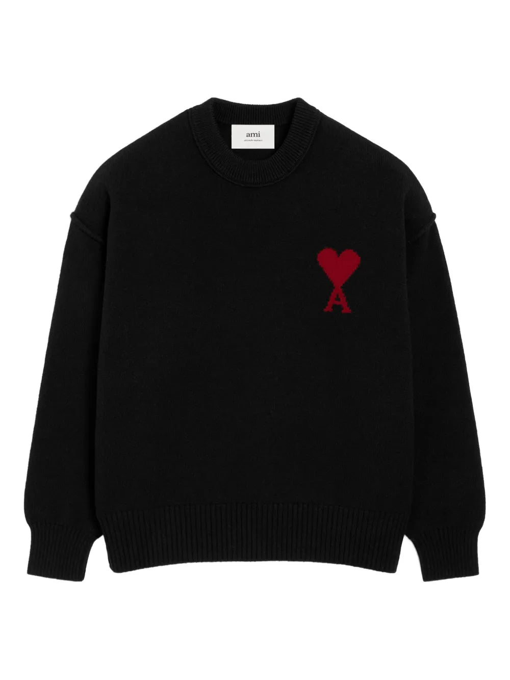 Heart embroidered crew neck sweater