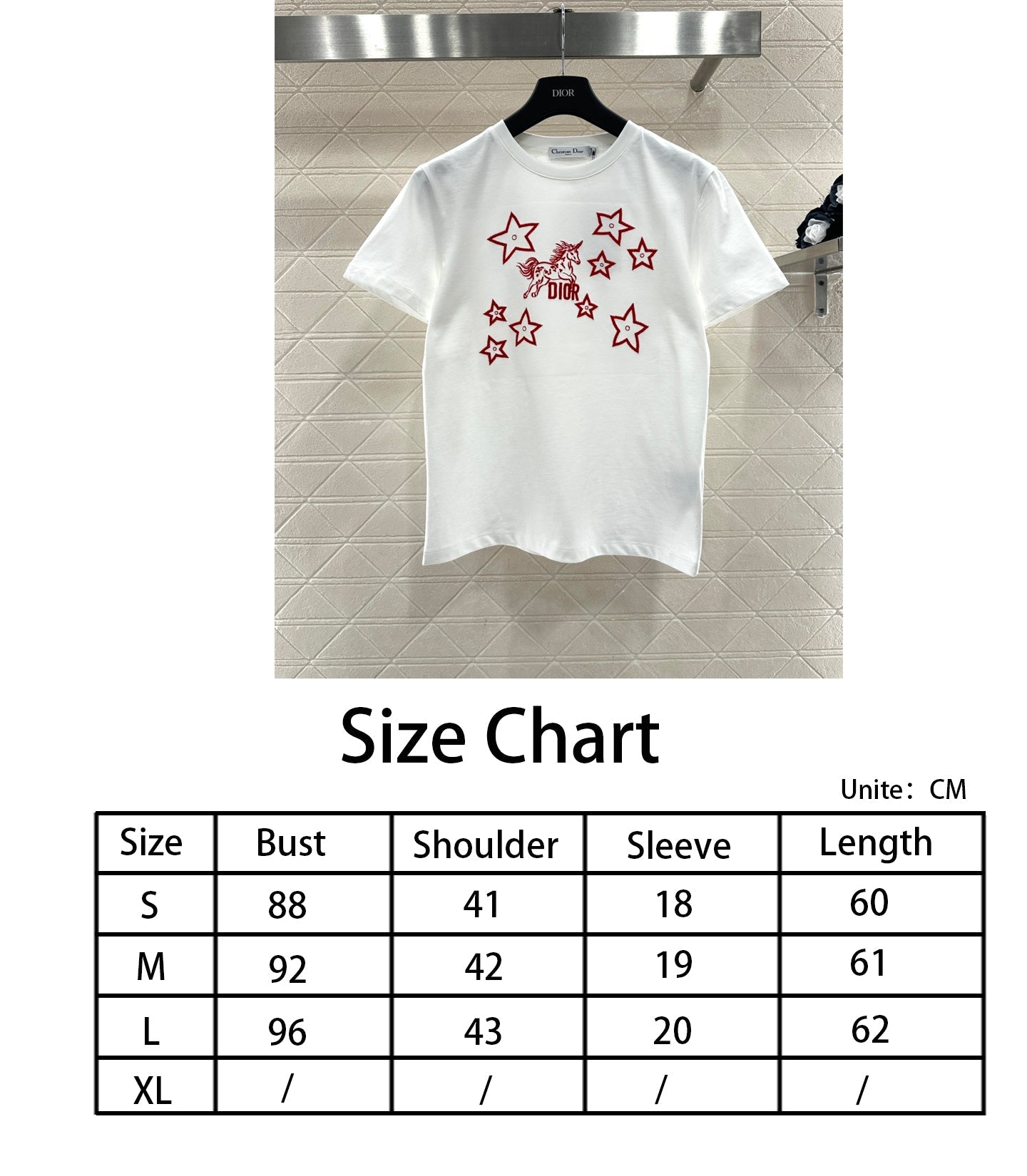 26SS NEUES Besticktes Pony-T-Shirt