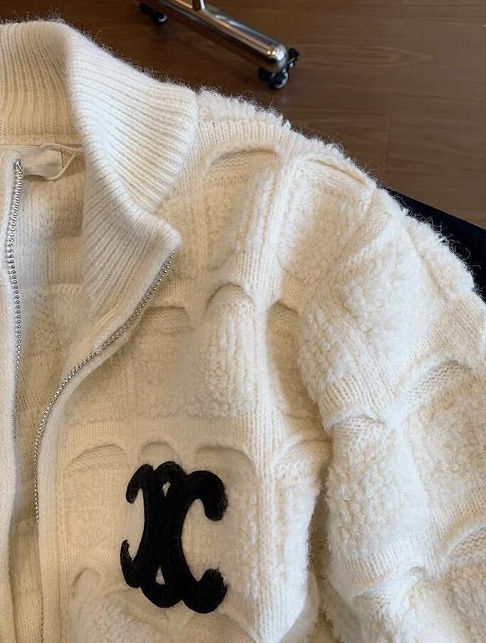 25FW latest black logo embroidered cardigan