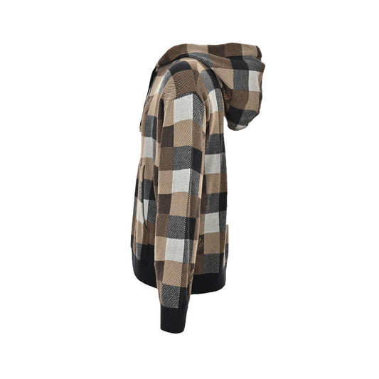 Sudadera con capucha de punto jacquard a cuadros