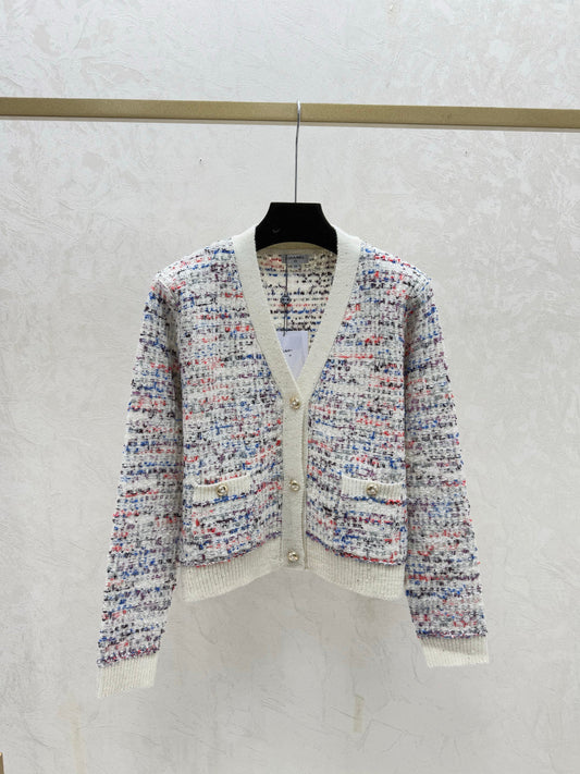 🔥HOT🔥26SS NEW Colorblock V-neck long-sleeved cardigan