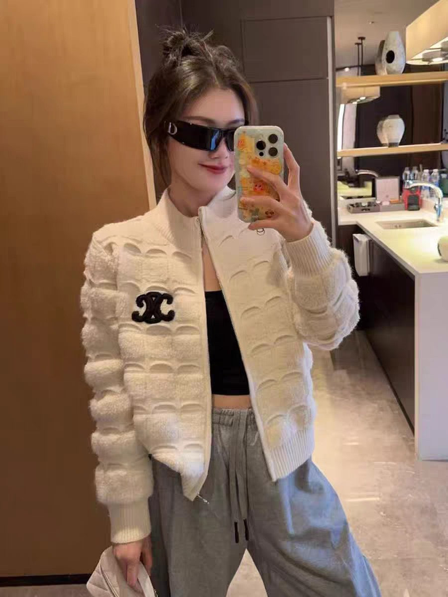 25FW latest black logo embroidered cardigan