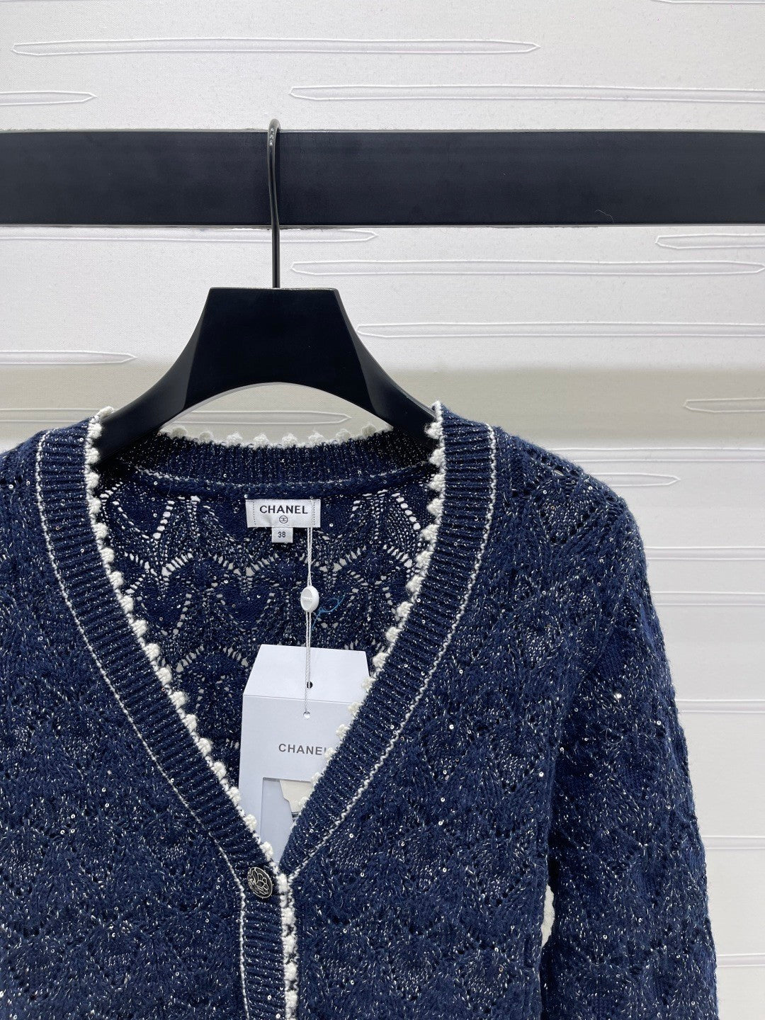 25FW New black and white gradient knitted cardigan