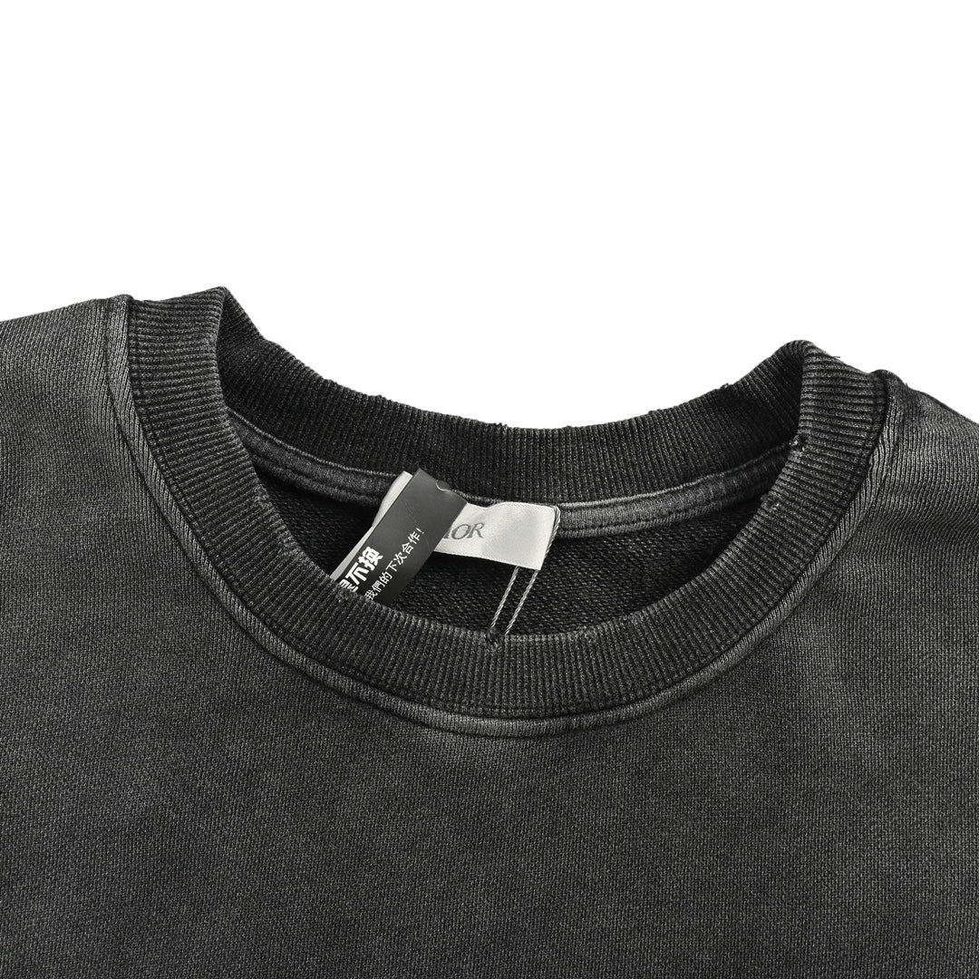 Sweatshirt mit Rundhalsausschnitt und gesticktem Logo in verwaschener Optik