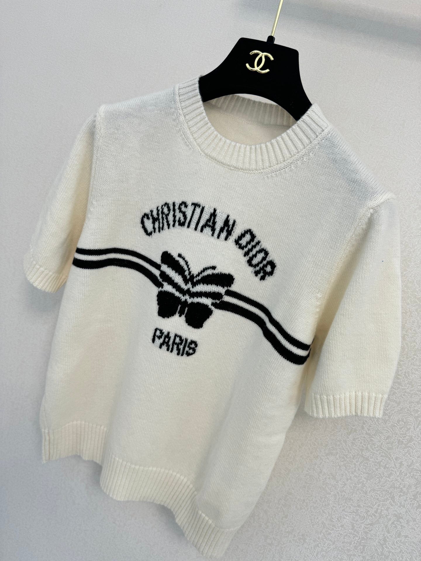 Butterfly Knitted Short Sleeve Shirt