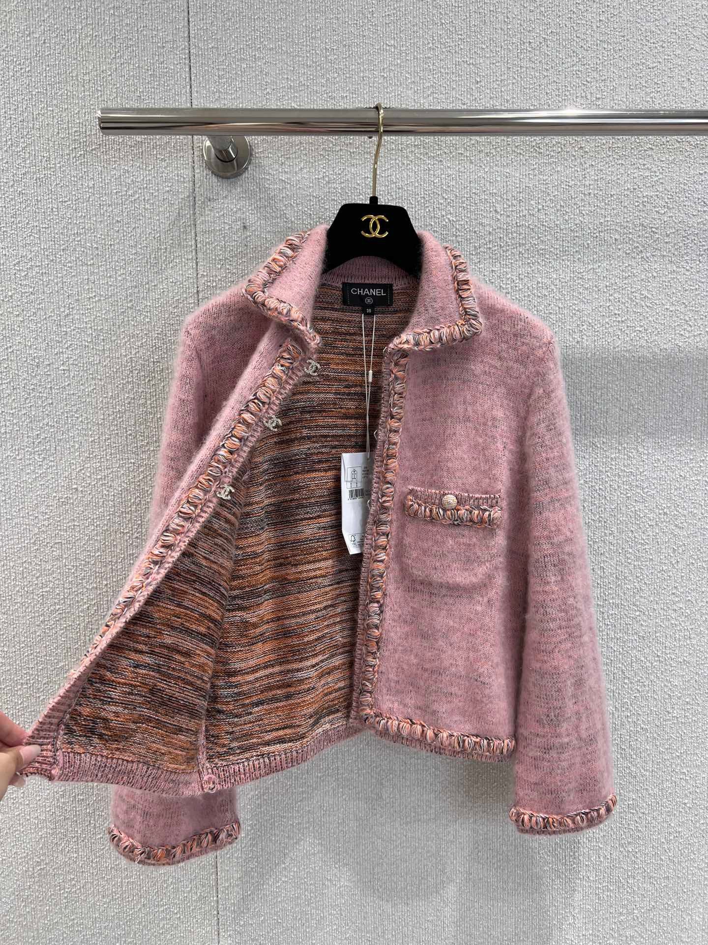 Pink Diamond-Button Cardigan