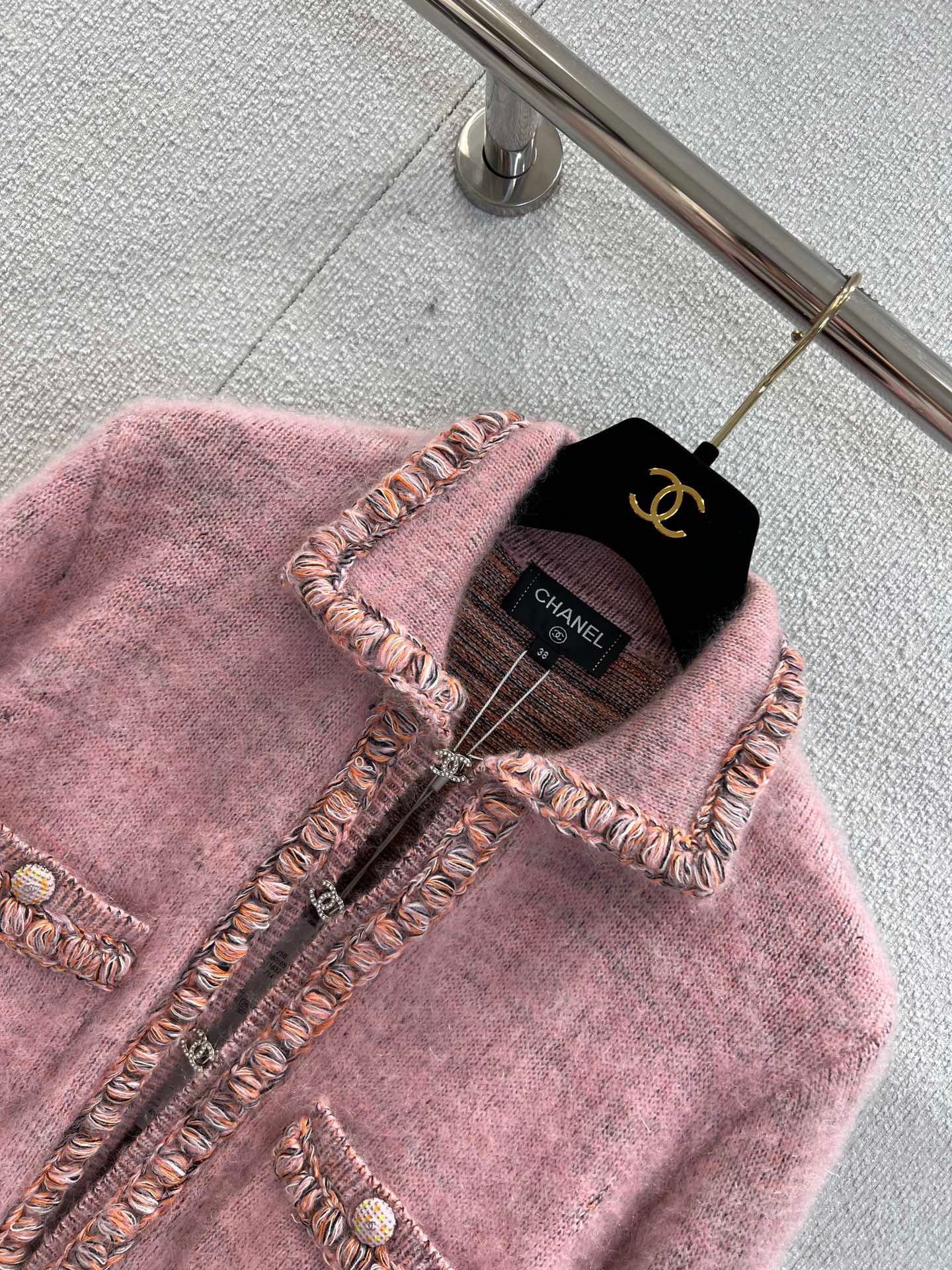 Pink Diamond-Button Cardigan