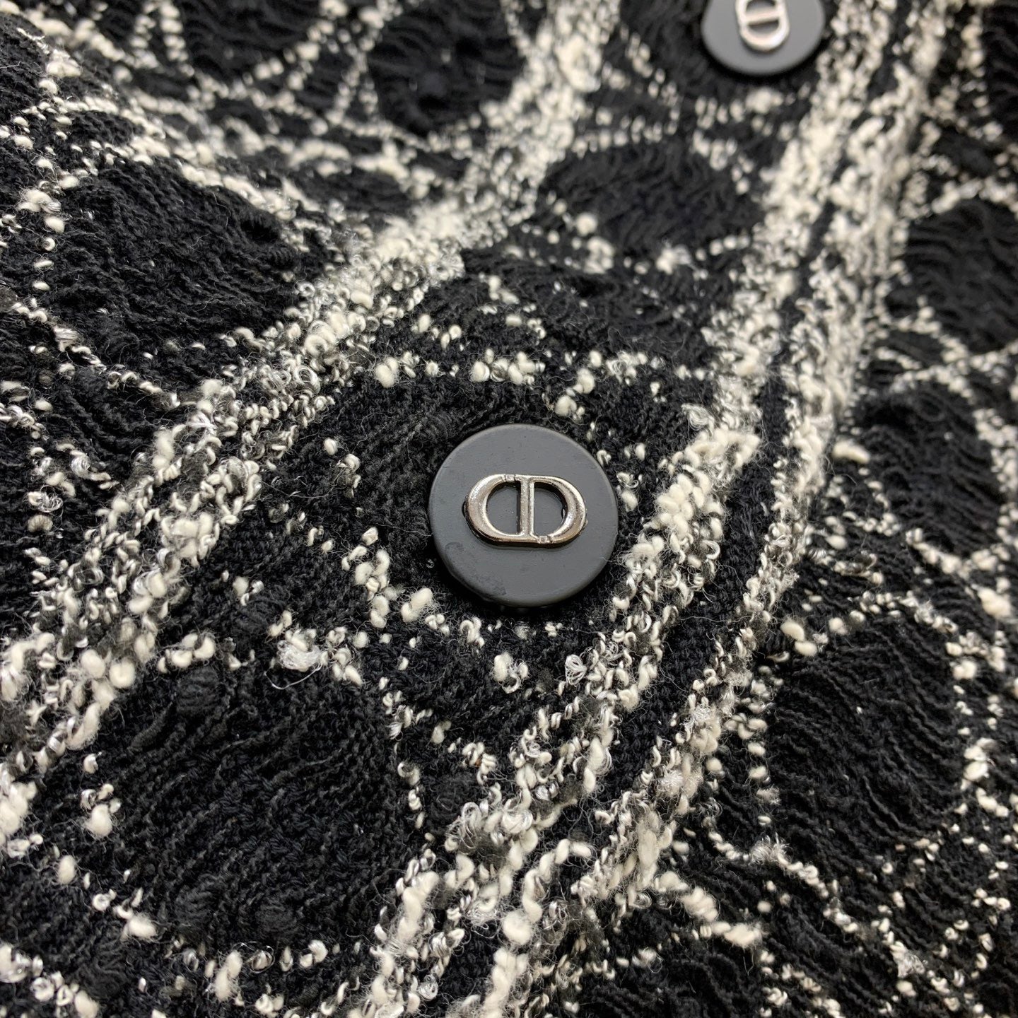 25FW rhombus letter logo button double pocket knitted cardigan and skirt suit