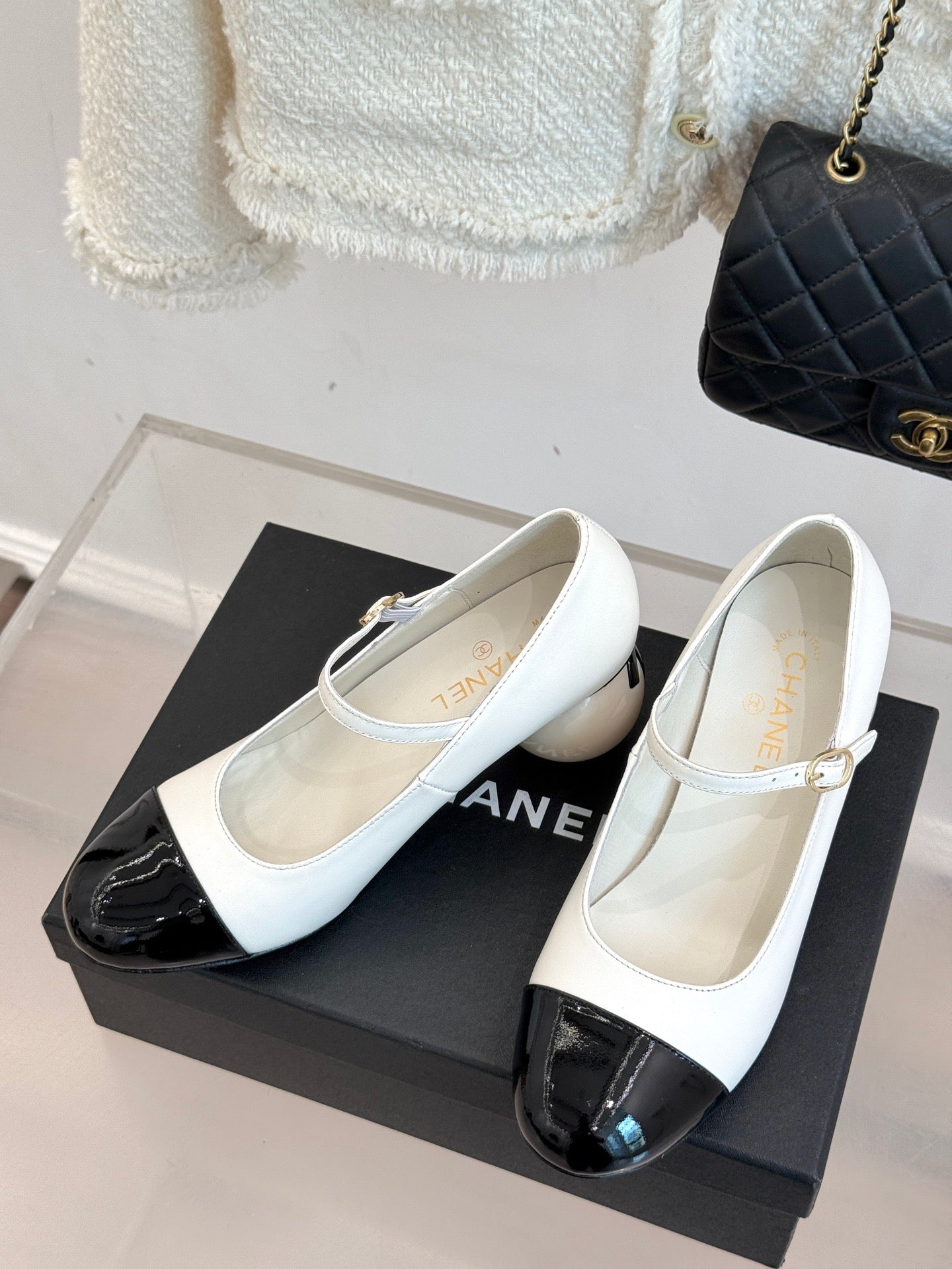 25A new autumn and winter giant pearl heel Mary Jane shoes (height: 7cm)