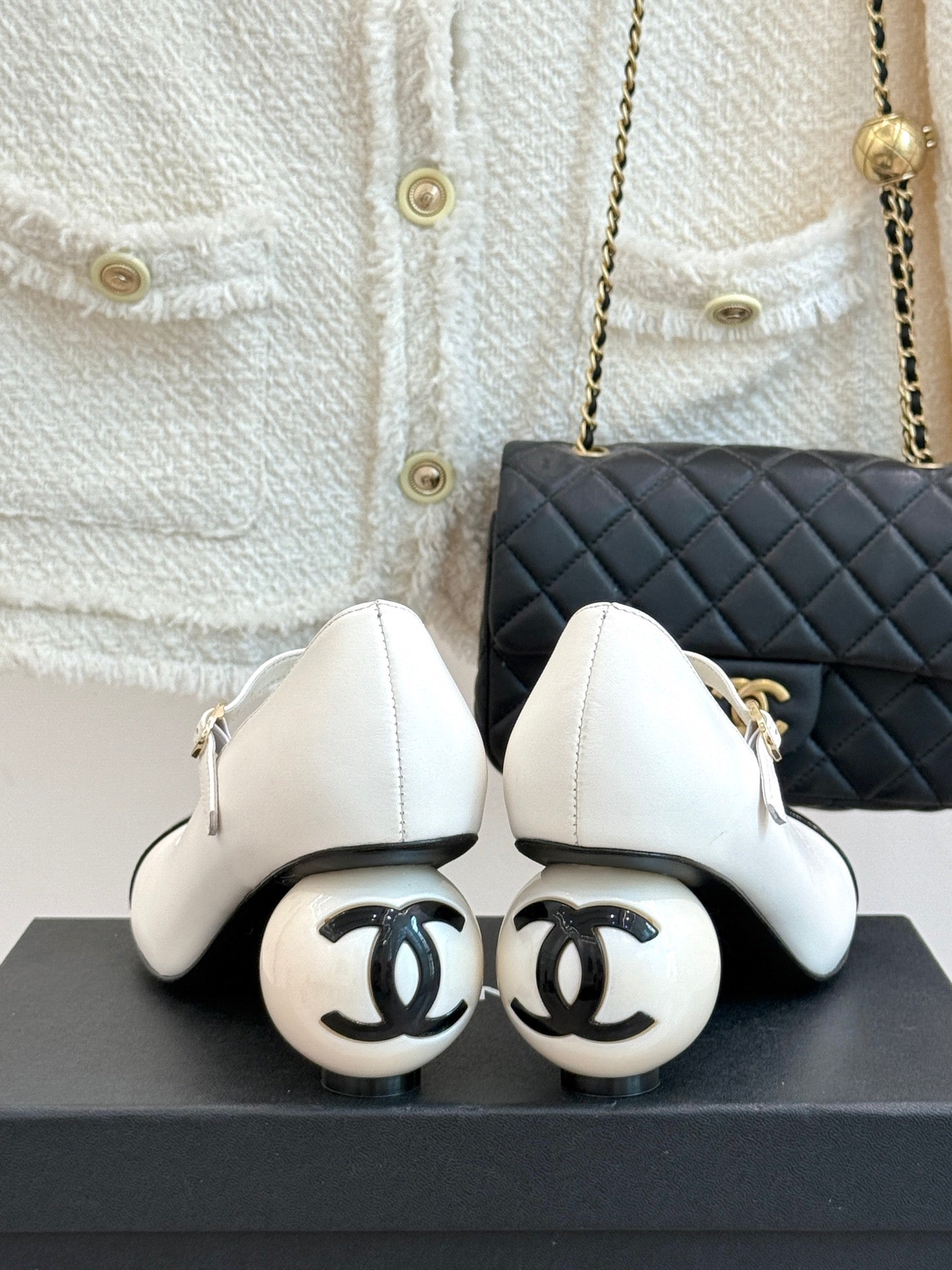 25A new autumn and winter giant pearl heel Mary Jane shoes (height: 7cm)