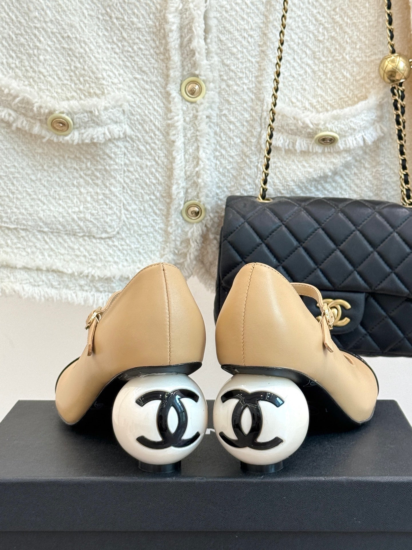 25A new autumn and winter giant pearl heel Mary Jane shoes (height: 7cm)