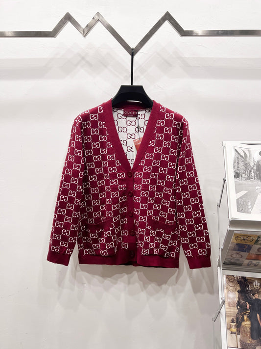 🎄Christmas limited edition🎄25 new autumn and winter logo fully embroidered jacquard knitted cardigan