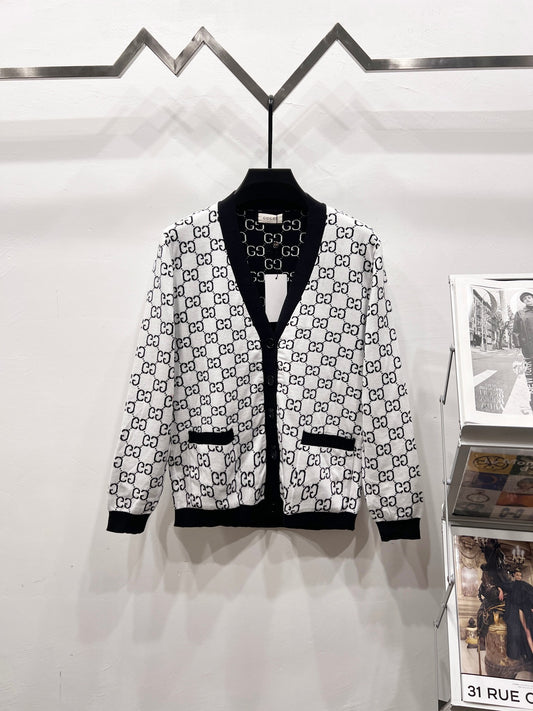 🎄Christmas limited edition🎄25 new autumn and winter logo fully embroidered jacquard knitted cardigan