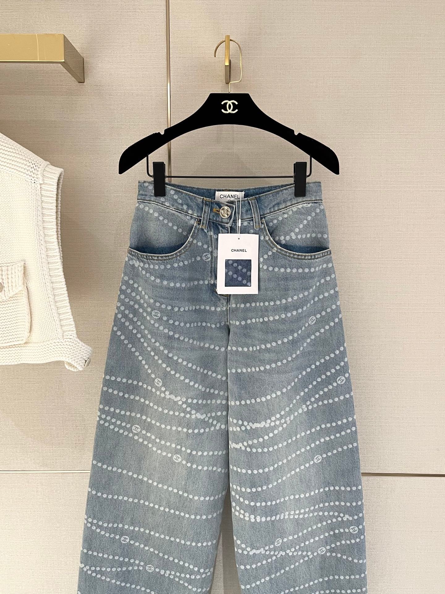 Spring/Summer New Arrival Pearl Denim Straight Leg Pants